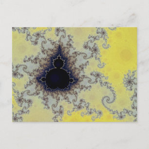 Cartão Postal Fractal amarelo e azul de Mandelbrot