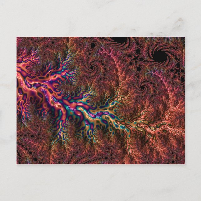 Cartão Postal Fractal Colorida Funk Psicodélica Groovy Trippy (Frente)