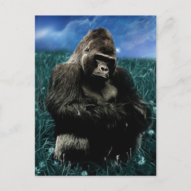 Cartão Postal Fractal Gorilla no campo (Frente)