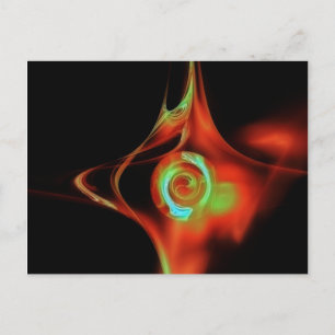 Cartão Postal FRACTAL ROSA, azul vermelho