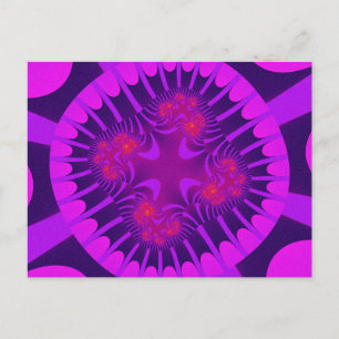 Cartão Postal Fractal Rosa e Roxo Colorido