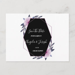 Cartão Postal Fragmentação geométrica com flora púrpura Salvar D