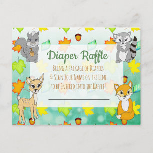 Cartão Postal Fralda Raffle Chá de fraldas Game Forest Animais
