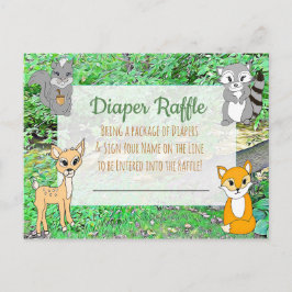 Cartão Postal Fralda Raffle Chá de fraldas Game Forest Animais