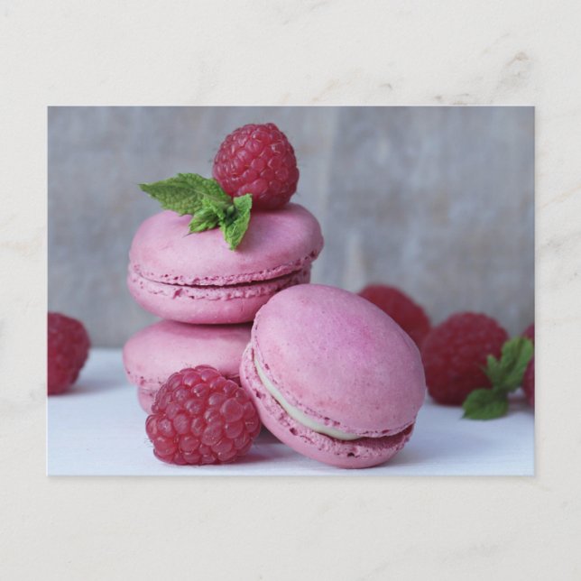Cartão postal Framboesa Macarons (Frente)