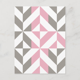 Cartão Postal Framboesa rosa e ZigZag geométrica de prata
