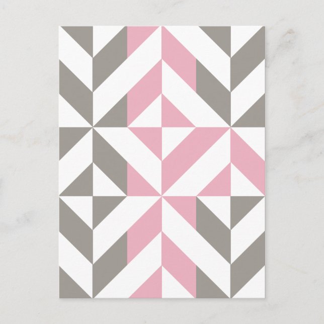 Cartão Postal Framboesa rosa e ZigZag geométrica de prata (Frente)