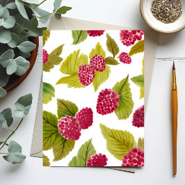 Cartão Postal Framboesas Vermelhas Fruta De Aquarelas Pintadas