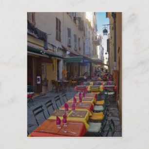 Cartão Postal França, Córsega Mesas de café configuradas em estr
