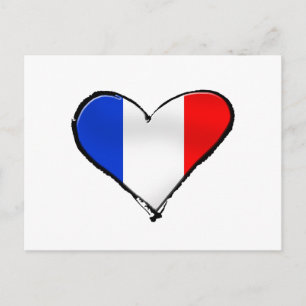Cartão Postal França Eu Amo bandeira da França Eu coração França