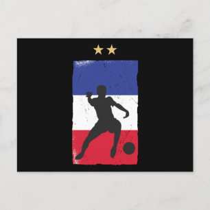 Cartão Postal França Futebol Jersey Fan French Flag