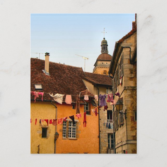 Cartão Postal França, Jura, Arbois; Casas na cidade (Frente)