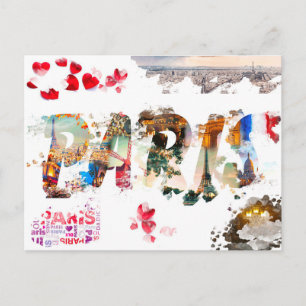 Cartão Postal França Moderna Paris je t'aime Eiffel Tower Viage