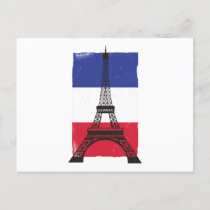 Cartão Postal França Paris Bandeira francesa