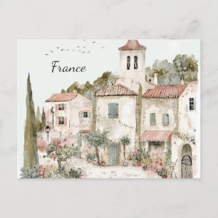 Cartão Postal França Vintage Watercolor — Países Franceses