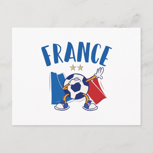 Cartão Postal France Dabbing Soccer Ball Flag 2 stars (Frente)