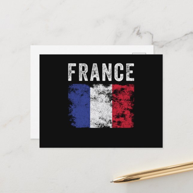 Cartão Postal France Flag Distressed - French Flag (Frente/Verso In Situ)