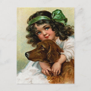 Cartão Postal Frances Brundage: Rapariga com Cachorro
