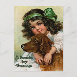 Cartão Postal Frances Brundage: Rapariga com Cachorro