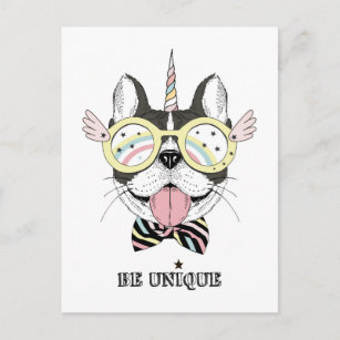 Cartão Postal Francês Bulldog Unicorn