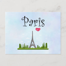 Cartão Postal Francês Paris com Torre Eiffel