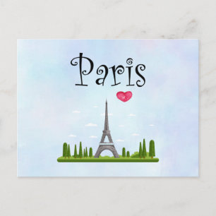 Cartão Postal Francês Paris com Torre Eiffel