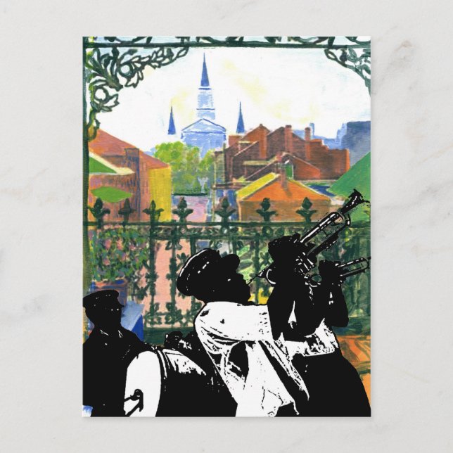 Cartão Postal Francês Quarter Balcony, Fig Street Studio (Frente)