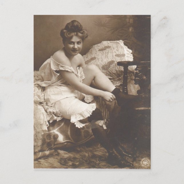 Cartão postal francês Risque vintage (Frente)