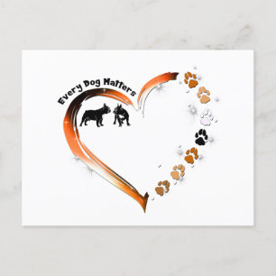 Cartão Postal Francês Todo Cachorro Importa Pata De Coração Ouro