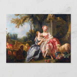 Cartão Postal Francois Boucher A Billet Dou rococo damart