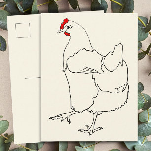 Cartão Postal Frango Dançante Fofo Desenho Animado Engraçado Art