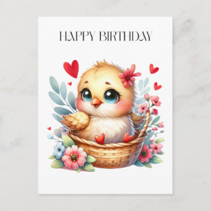 Cartão Postal Frango de aniversário fofo.