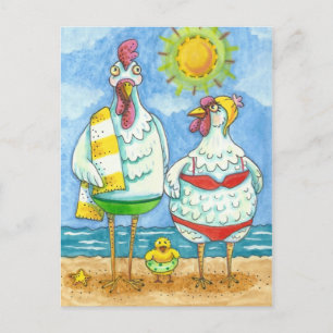 CARTÃO POSTAL FRANGOS DO MAR, FAMÍLIA DIVERTIU CARTOON ENGRAÇA
