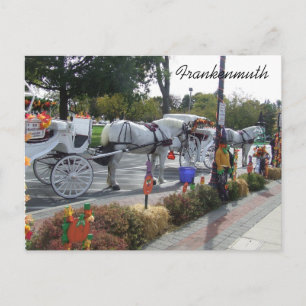 Cartão Postal frankenmuth-micMichigan-white-cavalo-buggy-carruag