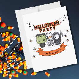 Cartão Postal Frankenstein Mummy Grim Reaper Spooky Halloween