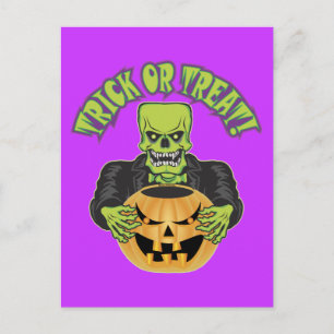 Cartão Postal Frankenstein Skull