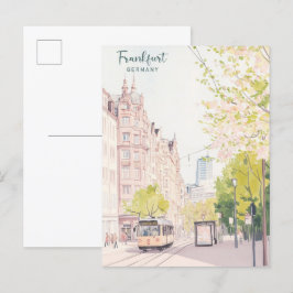 Cartão Postal Frankfurt Alemanha Gouache Art Illustração Viagem