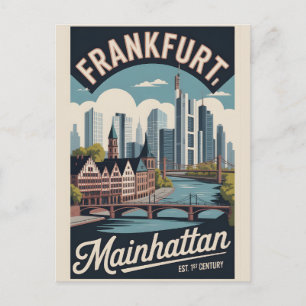 Cartão Postal Frankfurt Alemanha Paisagem Urbana Retrô Viagem 