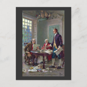 Cartão Postal Franklin, Adams e Jefferson na Filadélfia 1776