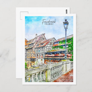 Cartão Postal Frankreich France Viagem Place Watercolor
