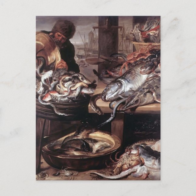 Cartão Postal Frans Snyders- O Fishmonger (Frente)