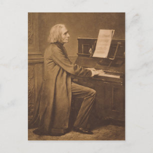 Cartão Postal Franz Liszt no piano