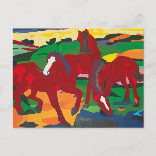 Cartão Postal Franz Marc - cavalos vermelhos (Frente)