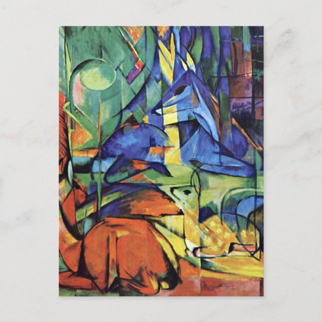 Cartão Postal Franz Marc - cervo na floresta (ii) (Frente)