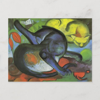 Cartão Postal Franz Marc- Dois Gatos, Azul e Amarelo