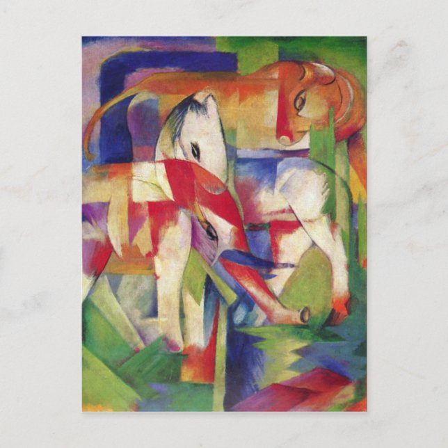 Cartão Postal Franz Marc - Elefante, Cavalo, Bovinos, Inverno (Frente)