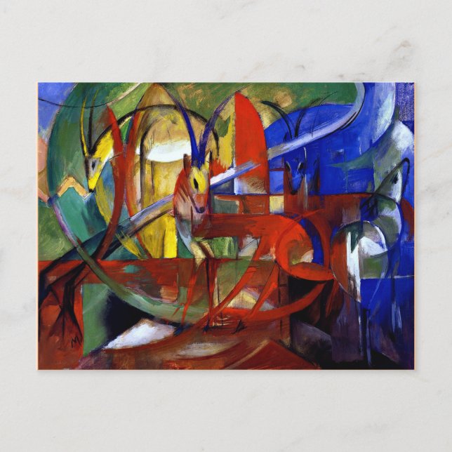 Cartão Postal Franz Marc - Gazelles (Frente)
