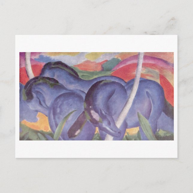 Cartão Postal Franz Marc - Grande Cavalo Azul Equino de Canvas 1 (Frente)