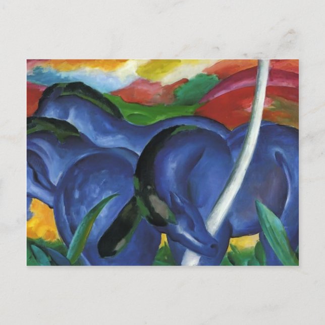 Cartão Postal Franz Marc- Os Grandes Cavalos Azuis (Frente)