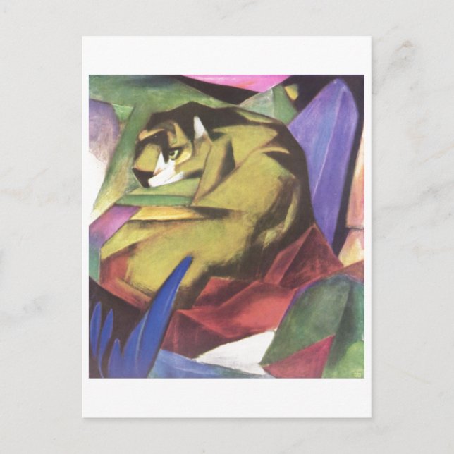 Cartão Postal Franz Marc - Tiger 1912 Cat Jungle Canvas Amarelo (Frente)